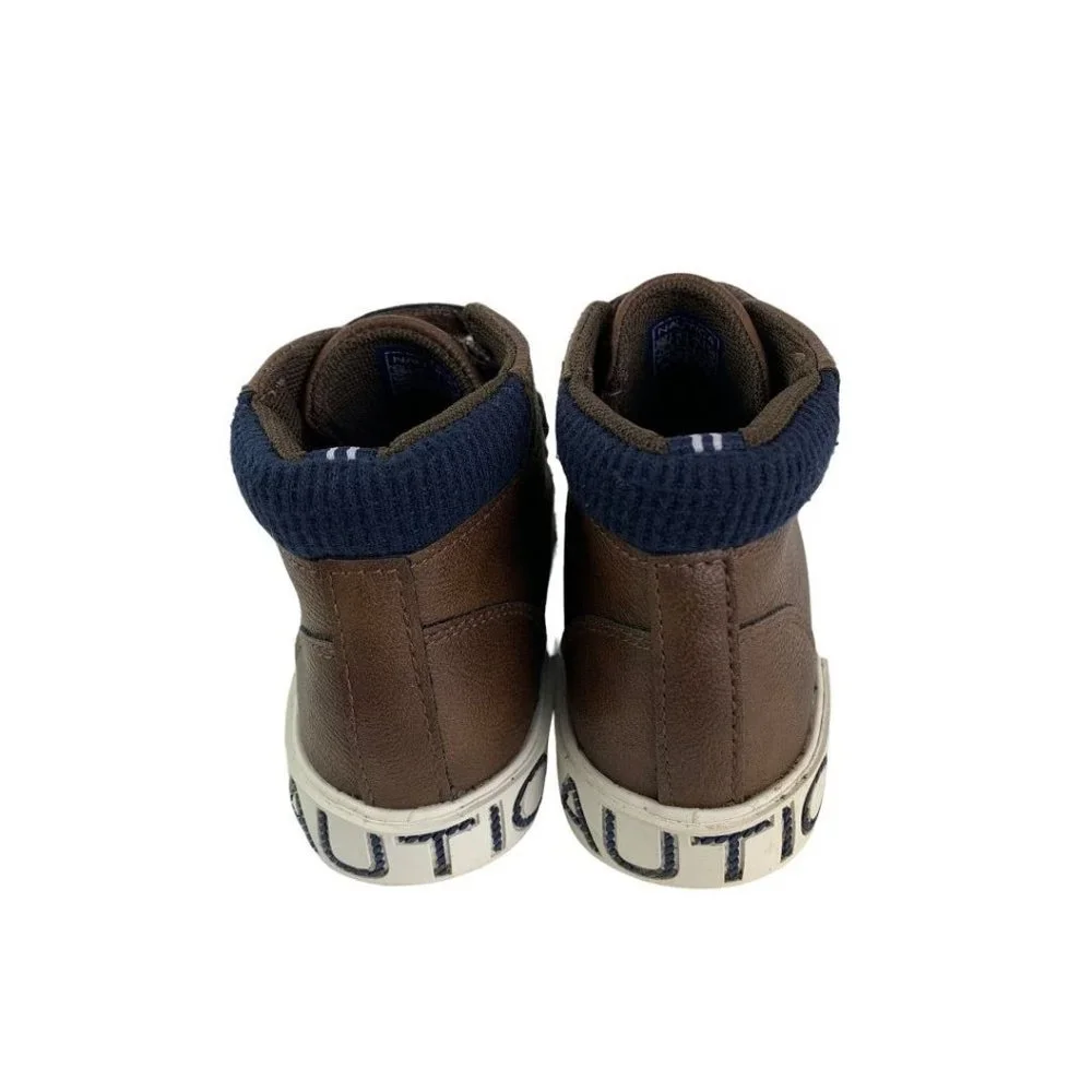 Size 9 Little Kids Nautica Brown Chukka Boots‎ Hook and Loop Closure